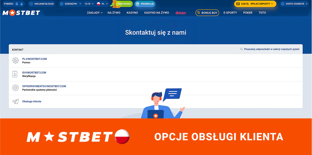 Dział pomocy technicznej Mostbet działa przez całą dobę