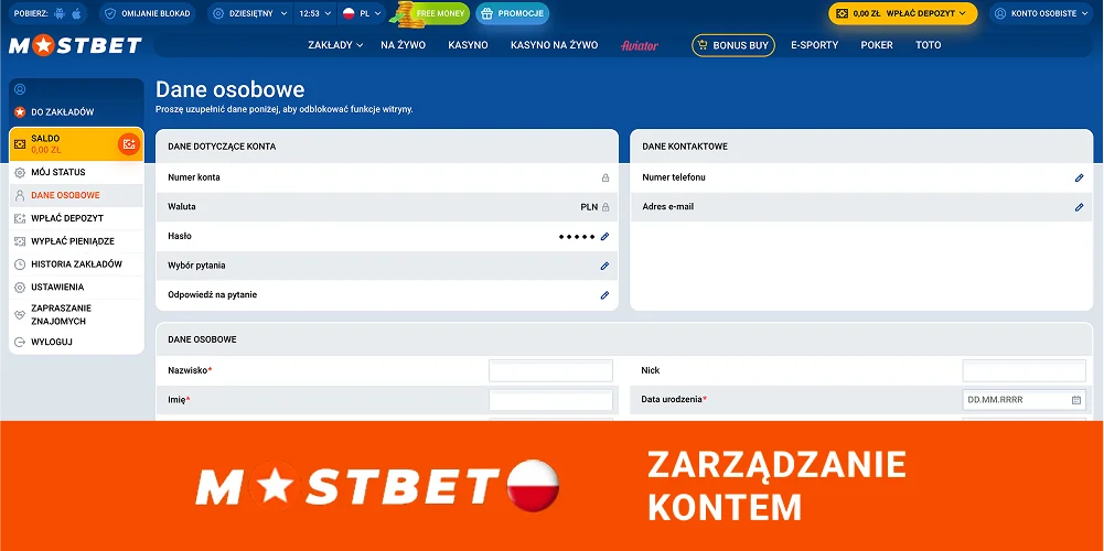 Logowanie do konta Mostbet Polska